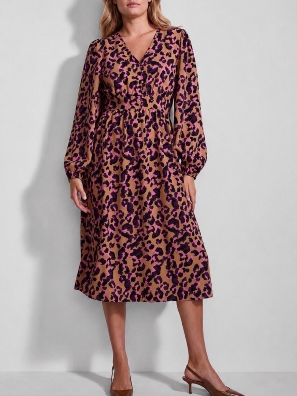 Anthropologie PIECES Erinn Artisan Leopard Midi Dress Size M - Picture 7 of 10